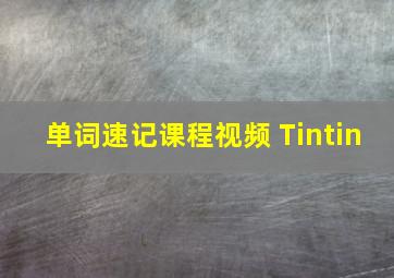 单词速记课程视频 Tintin